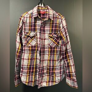 Flannel plaid button up Medium